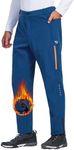 BALEAF Men's Winter Cycling Pants Thermal Mountain Bike Pants Water Resistant Cold Weather Hiking Running Bicycle Outdoor, 01-fleece Blue, X-Large