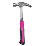 The Original Pink Box 16oz Steel Rip Claw Hammer, Pink | One Piece Forged with Smooth Face & Slip Resistant Handle, Pink