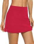 LouKeith Tennis Skirts for Women Golf Athletic Activewear Skorts Mini Summer Workout Running Shorts with Pockets, Red, Large