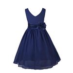 FEESHOW Kids Girls Flower Chiffon Princess Party Dress Formal Gown Prom Wedding Bridesmaid Summer Clothing Navy Blue 14 Years