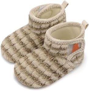 BARERUN Baby Booties Toddler Slippers Kids Slippers for Girls & Boys - Newborn to Size 6-6.5 Brown