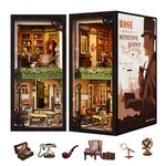 Cutefun DIY Book Nook Kit with Dust Cover, DIY Miniature Dollhouse Kit, bookshelf decor, Bookends, Booknook Model Kit with Furniture and LED Light,Wooden Models to Build for Adults(SZ02B)