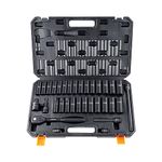 VEVOR 1/2" Drive Impact Socket Set, 33 Piece Socket Set SAE 3/8"-1" and Metric 10-24mm, 6 Point Cr-V Alloy Steel for Auto Repair, Easy-to-Read Size Markings, Rugged Construction, Includes Storage Case