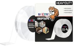 ROKTRY Double Sided Heavy Duty Mounting Tape, Suitable for Wall Decor, Double Stick Carpet and Removable Picture Hanging, Clear Double Sided adhesive Tape, Washable and Reusable