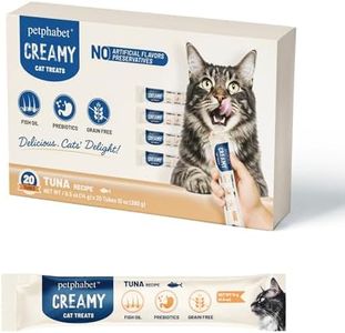 PETPHABET Lickable Cat Treats Squeeze, Creamy Puree Squeezable Wet Kitten Treats, Tuna Recipe 20 Tubes, Paste Snacks for Skin & Coat Health, Digestive Care, High Protein, Grain Free