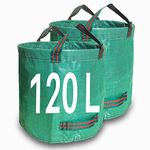 Singwow Garden Waste Bags 120L x 2 Heavy Duty Garden Bags, Reusable Garden Sacks with Handles, Ideal for Collecting Garden Waste, Plant waste grass and Leaves (120L)