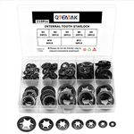 QTEATAK 210Pcs Black Internal-Tooth Star Lock Washers Assortment Set-7 Size (M3 M4 M5 M6 M8 M10 M12)