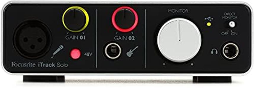 Focusrite iTrack Solo Audio Interface for Mac, PC, and iPad – USB Audio Interface for Recording, Streaming, and Podcasting with XLR, Line-in, and Professional Software included