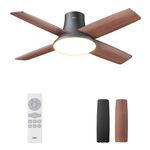 DREO Ceiling Fans with Lights and Remote, 44'' Low Profile Black Ceiling Fan for Bedroom and Living Room, 6-Level Dimmable & 5-Color Tone, 6 Speeds, Reversible DC Motor, Easy Installation, Timer