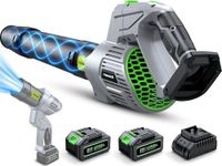 Comchoi Electric Leaf Blower Cordless - 990,000 RPM High Speed with 2 Batteries & Charger, 5-Speed Adjustable, Lightweight Garden Air Blower for Lawn, Patio, Car, Snow Dust Removal, Green