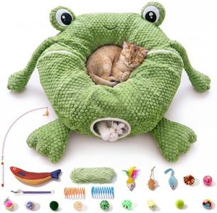 VIEFIN Cat Tunnel Bed with 20 Cat Toys,Kitten Toys for Indoor Kittens,Green