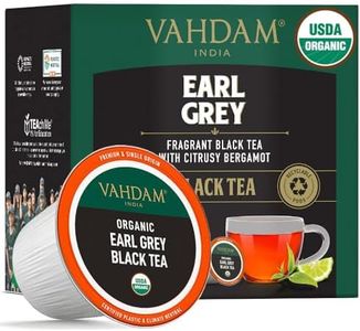 VAHDAM, Organic Earl Grey Black Tea K Cup (18 Pods) Keurig Compatible | USDA Organic Black Tea Pods with Citrusy Bergamot, Med Caffeine | BPA Free & Recyclable Pods, Single Serve