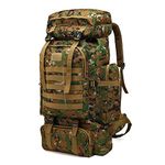 Hiking Backpack 80L tactical backpack Breathable Lightweight Hiking Rucksack Multi-functional Hang System Trekking Rucksack Outdoor Skiing Mountaineering Climbing Camping Backpack,jungle camouflage