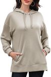 Anbech Womens Hoodies Sweatshirts Long Sleeve Pullover Sweaters Loose Fit with Pocket (Apricot, 2XL)