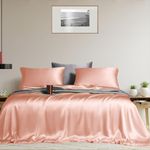 LINENWALAS Double Sheet Set -100% Tencel Lyocell Silk Sheets, 4 Piece Sheets Set for Double Size Bed, Deep Pocket, Soft Premium Cooling Eucalyptus Bedding Sheet (Peach Fuzz, Double)