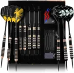 Turnart Darts Metal Tip Set - Professional Darts Brass Barrels Steel Tip Darts Darts Set 6 pcs 22/24 Grams 12 Aluminum Shafts 35/48 with Stylish Case (Brass)