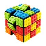 Speed Magic Cube 3x3 | Puzzle Brain Teaser Magic Cube With Base Cube Bricks | 2-in-1 Classic Toys for Kids Adults Boys Girls Gift Compatible with Lego