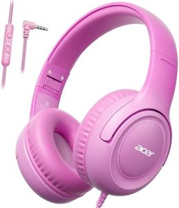 acer Kids Headphones - 85/94dB Volume Limiter, Foldable Wired Over Ear Headphones for Travel, 3.5mm Jack, Toddler Headphones for School, Travel, iPad, Tablet, Pink Gradient