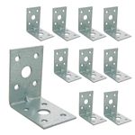 OMIDEAS 10 x Angle Brackets (50 x 50 x 35 x 2) Heavy Duty Corner Sleeper Bracket with Beading Timber Wood Metal Joining Fixing L Galvanised Steel Sheet Connector