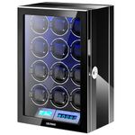 LELTNSOU Watch Winder for 6/12 Winding Spaces Automatic Watches, Ultra-Quiet Japanese Motors, Built-in LED Illumination and LCD Touchscreen Control