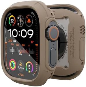 elkson Made for Apple Watch Ultra 2 1 Bumper Case 49mm Screen Protector Tempered Glass, Quattro Max Series Rugged for iWatch, Military Grade Durable Protective Cover, Flexible Shock Proof, Tan