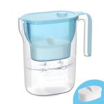 Waterdrop Water Filter Jug, NSF Certified 2.5L Water Filter Jug with 1×90 Days Filter, Reduces Lead, Fluoride, Chlorine and More, BPA Free, Blue (Replacement Filter: WD-PF-01A Plus)