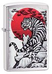 Zippo Asian Tiger Design Brushed Chrome Design Pocket Lighter Windproof Stylish Premium Metal Body Eco Environment-Friendly Unique Stylish Travel Friendly