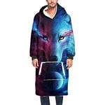 Odot Oversized Hoodie Sweatshirt Blanket, 3D Printing Super Soft Warm Comfortable Plush Blanket Microfiber Hoodie Giant Hoody Front Pocket Adults Men Women Teens (One Size,Blue pink)