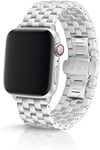 JUUK 46mm Qrono LT Silver Premium watch band made for the Apple Watch, using aircraft grade, hard anodized 6000 series aluminum with a solid stainless steel butterfly deployant buckle