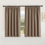 PONY DANCE Plain Blackout Curtain - Heavy Duty Thermal Insulated Short Pencil Pleat Blackout Curtain Drapes for Bedroom/Noise Reducing/Warm Protecting, 2 Panels, W66 X L54, Cappuccino