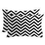 Shrahala Black and White Modern Zigzag Pillowcases, Lumbar Pillow Cover Decorative Blended Double-Sided No Inserts for Bedroom Sofa Living Room Set of 2 (26 x 20 in)