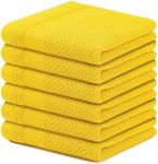 Homaxy 100% Cotton Dish Cloths, 6 Pack - 12 x 12 Inches, Waffle Weave Super Soft and Absorbent Dish Towels Quick Drying Dishcloths, Yellow