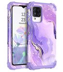 BENTOBEN for Samsung Galaxy A12/A13 4G 5G/A04s/A32 5G Phone Case Marble, 3 in 1 Heavy Duty Shockproof Hard PC Soft TPU Bumper Glitter Purple Marble Pattern Protective Case for Samsung A12/A04S/A13/A32