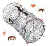 2 Pack Crab Trap Fishing Net for Prawn Shrimp Crayfish Lobster Eel, Foldable Shrimp Trap Cylinder Nylon Portable Bait Traps Fishing Nets