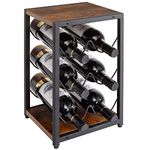 IBUYKE 6 Bottle Metal Wine Rack, Free Standing Wine Storage Holder for Horizontal Storage, 3-Tier Vintage Bottle Holder Storage Shelf for Cabinet, Cupboard, Countertop, Kitchen, Bar, Cellar TMJ901H