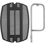 DELSbbq 7583 Cast Iron Grate and 41862 Grill Burner for Weber Q200 Q220 Q2000 Q2200 396000 396001 566002 53060001 Grills, Replacement Parts for Weber 7645, 41862