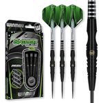 Winmau Sniper Black 24 Gram Professional Tungsten Darts Set with Flights and Stems (Shafts)