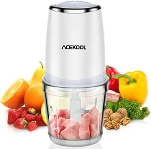 Mini Food Processor with 2.5 Cup Glass Bowl, Acekool Small Electric Food Chopper for Vegetables Meat Fruits Nuts Puree - 300W 2 Speed Kitchen Food Processor With Sharp Blades