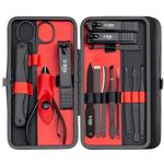 Beauté Secrets Professional Manicure Set 15 pcs,Stainless Steel Nail Clippers Scissors Cuticle Nipper Pedicure Tools Kit - Portable Travel Grooming Kit for Men and Women with Luxurious Case Red