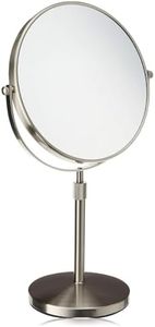 JERDON Two-Sided Tabletop Makeup Vanity Mirror - 5X-1X Magnification & Swivel Design - 9-Inch Diameter Mirror with Adjustable Height - Nickel Finish - Model JP4045N