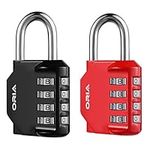 AMIR Combination Padlock, 4 Digit Locker Lock Resettable & Waterproof Combo Lock for School, Gym, Sports Locker, Fence, Toolbox, Storage Room (2 Pack Black & Red)