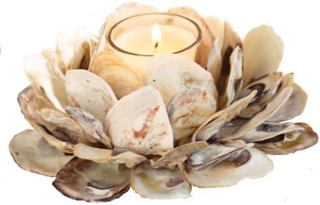 Mud Pie 498B002 Oyster Shell Votive Holder 3 1/4" x 7"