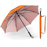 Doubwell Storm Proof Umbrella Sports Golf Umbrella 62 Inch Large Size Sturdy Umbrella UV Protection And Resist Up 55 MPH Strong Wind For Men And Women (Orange)