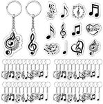 Sasylvia 60 Pcs Musical Note Key Chain Acrylic Music Keychain Music Gifts Music Symbol Music Party Favors Choir Gifts Clef Key Ring Trinket Keyfob for Students Music Theme Party Decoration Supplies