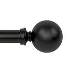 Amazon Basics Black Extendable Curtain Rod with Ball Finials – 25mm (1 Inch) Heavy Duty Iron Rod with Twist-and-Lock Mechanism, Adjustable 36-72 Inch, Single Rod for Medium to Heavy Curtains