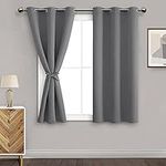 DWCN Grey Blackout Curtains with Tiebacks for Bedroom Thermal Insulated Solid Eyelet Curtains for Living Room,2 Panels,46" Wide x 54" Drop