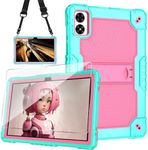 Doemoil Case for Vortex ZTAB10/T10M PRO 10.1 inch Tablet Hybrid Shockproof Case Built in Kickstand with Screen Protector for Vortex ZTAB 10/T10M PRO 10.1 inch Tablet (Green/Pink/1 PC)