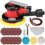 5" Air Random Orbital Sander Pneumatic Palm Sander Da Sander With 10 Pcs Sandpapers 3Pcs Polishing Pads Buffing Pads Kit for Sanding, Finishing, Polishing Wood Auto Body Work (Vacuum Sanders)