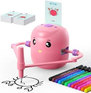 CYJBE Smart Drawing Robot | Montessori Educational Toy for Kids 5+ with Voice Interaction | Includes 100 Learning Word Cards & 16 Color Pens（Pink）