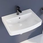 Plantex Platinum Ceramic Rectangular Wall Hung Basin/Washbasin for Bathroom/Wall Mounted Wash Basin/Sink for Living Room(Glossy White)